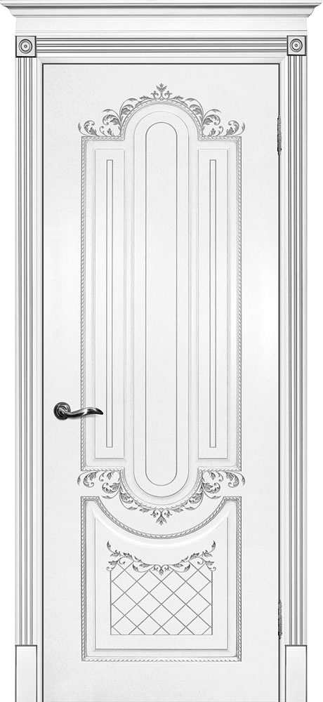 Межкомнатная дверь эмалевая с патиной серебро 13